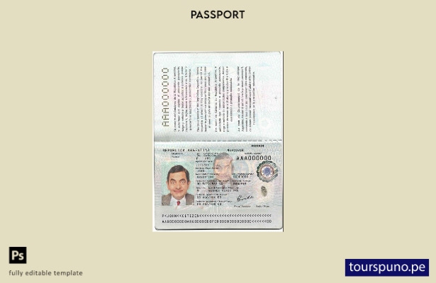 Plantilla de pasaporte argentino lista para imprimir